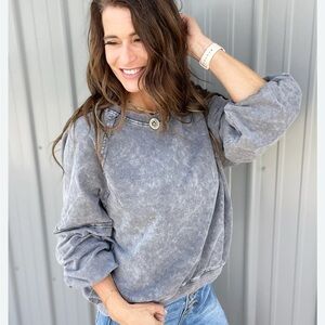 American Able Gray Distressed Sweatshirt size M
